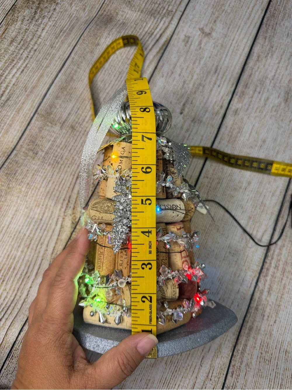 Hand-Crafted Wine Cork Christmas Tree with Multi-Color LED Lights